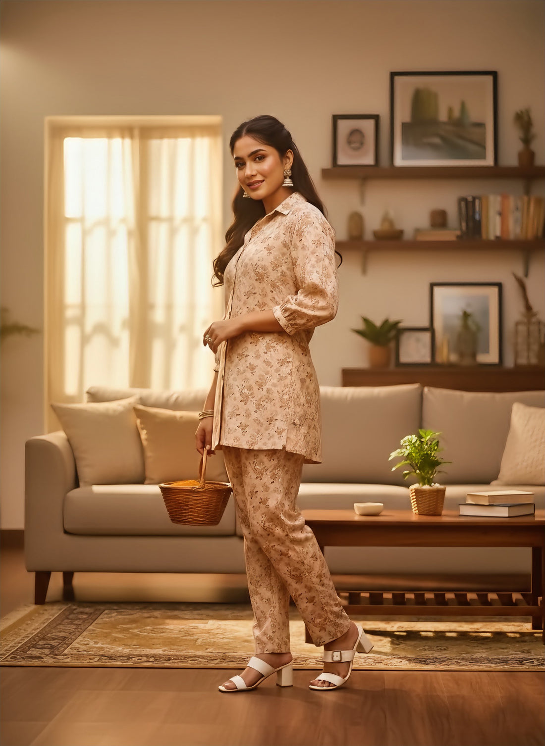 Golden China Floral Co-Ord Set